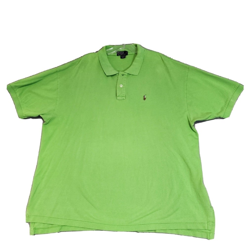 Ralph Lauren Shirt Mens 2XL Lime Green polo Solid 100% Pima Cotton Short Sleeve